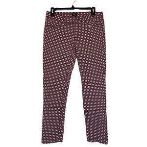 J. Crew Diamond Pattern Burgundy Pants size 28